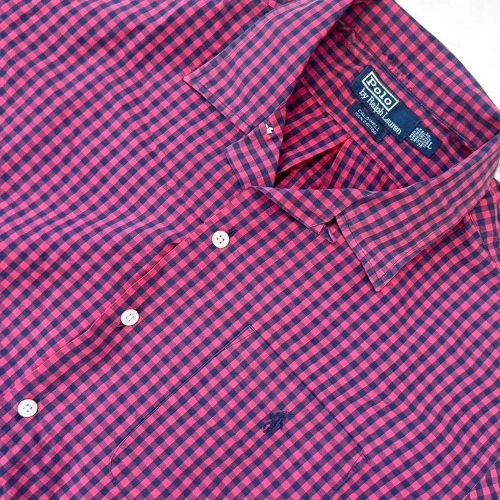 Vintage Polo Ralph Lauren Red Plaid Boxy Fit Shirt Men's Large Preppy 90s Y2K
